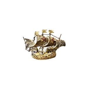Vintage Topazio Portugal Filigree Ship Brooch Nautical Sailing Pin